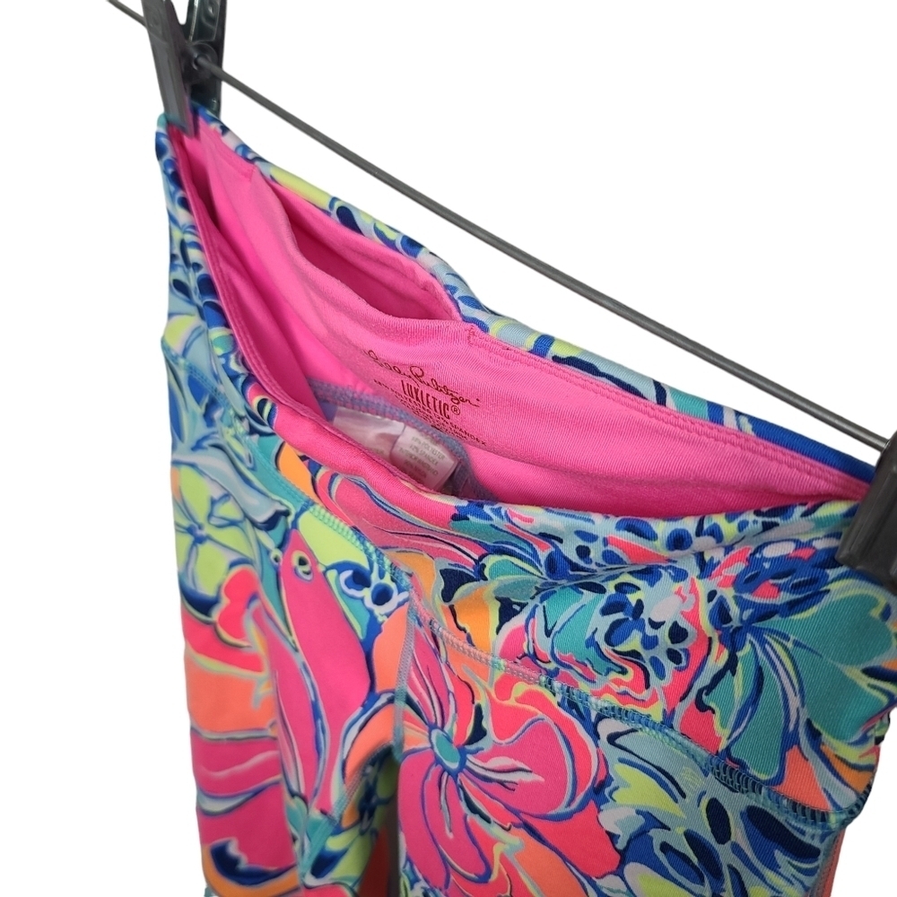 Lilly Pulitzer Luxletic Blue Pink Green Orange Colorful Leggings XS - Picture 5 of 8